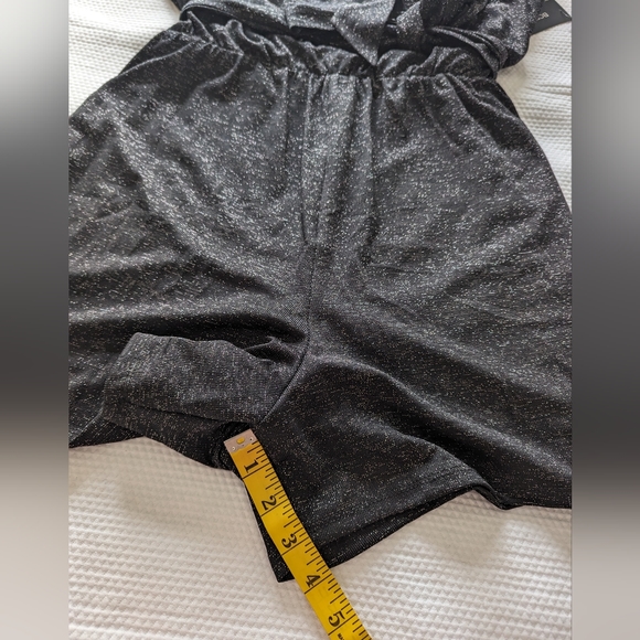 BCBG Paris Women's Sparkly Tied Waist Romper with Split Sleeves size L. - Picture 9 of 12